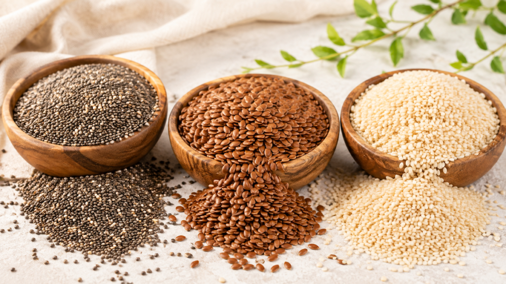 Três sementes simples que podem aumentar a variedade de fibras, gorduras boas e minerais da alimentação feminina depois dos 45
