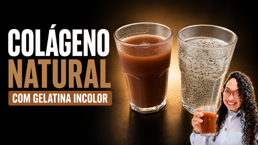 Colágeno natural com gelatina incolor e cacau 100% em bebida quente