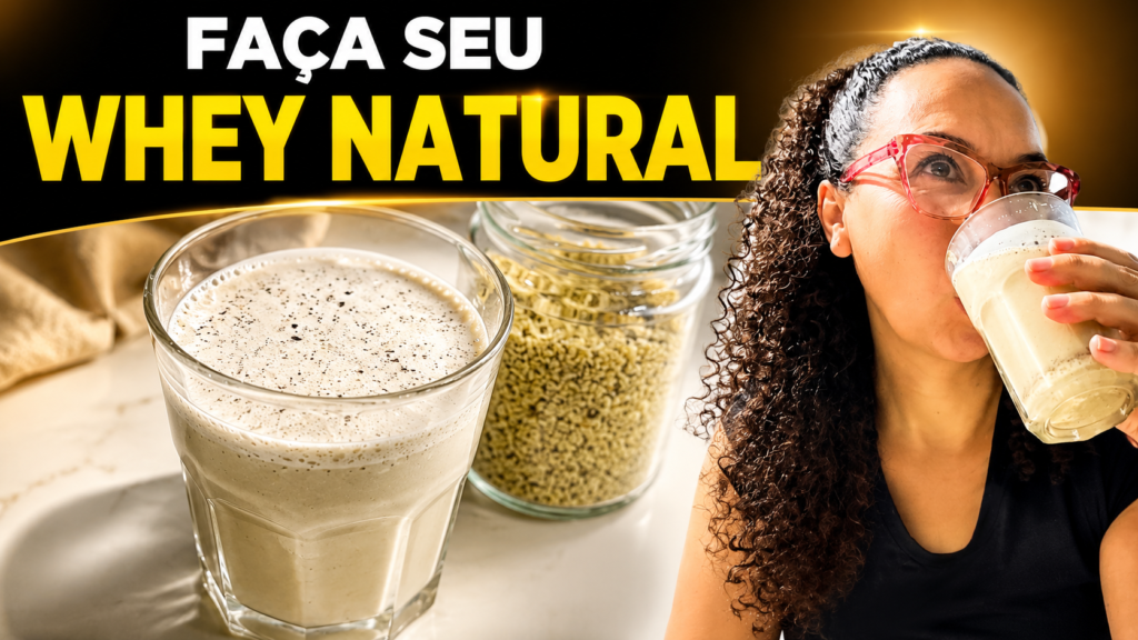 Receita caseira de shake preparada com castanha-do-pará, aveia e canela.